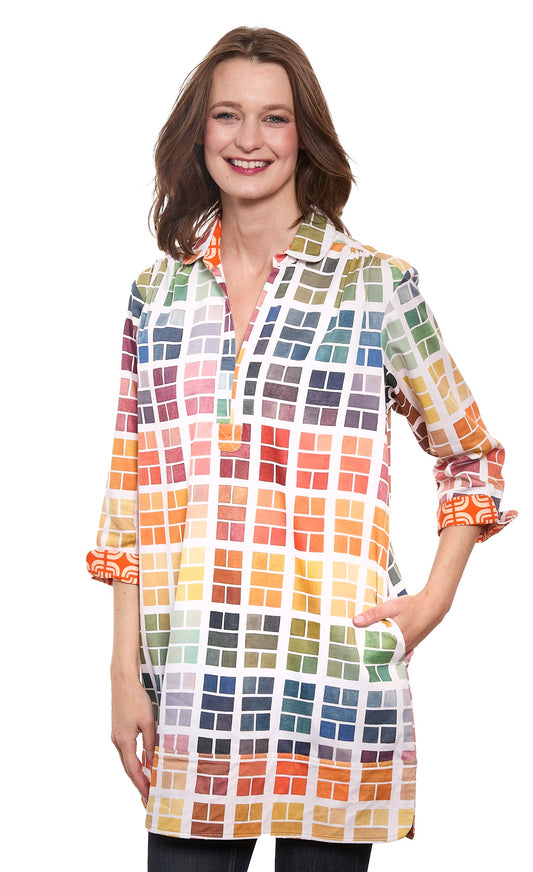 Vail Tunic Multi Colored Paint Tabs Cotton with Stretch