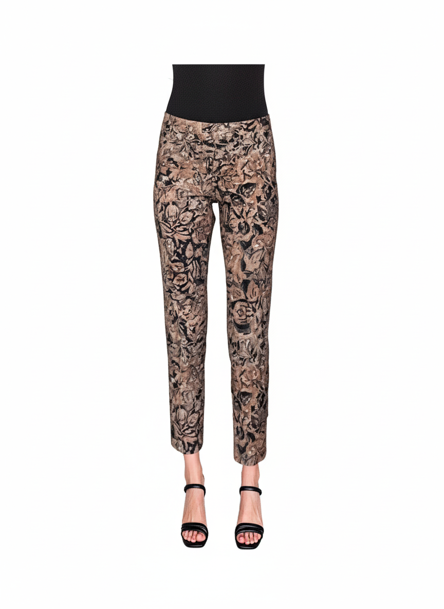 Krazy Larry P507 Brown Leaves Ankle Pull on Pant