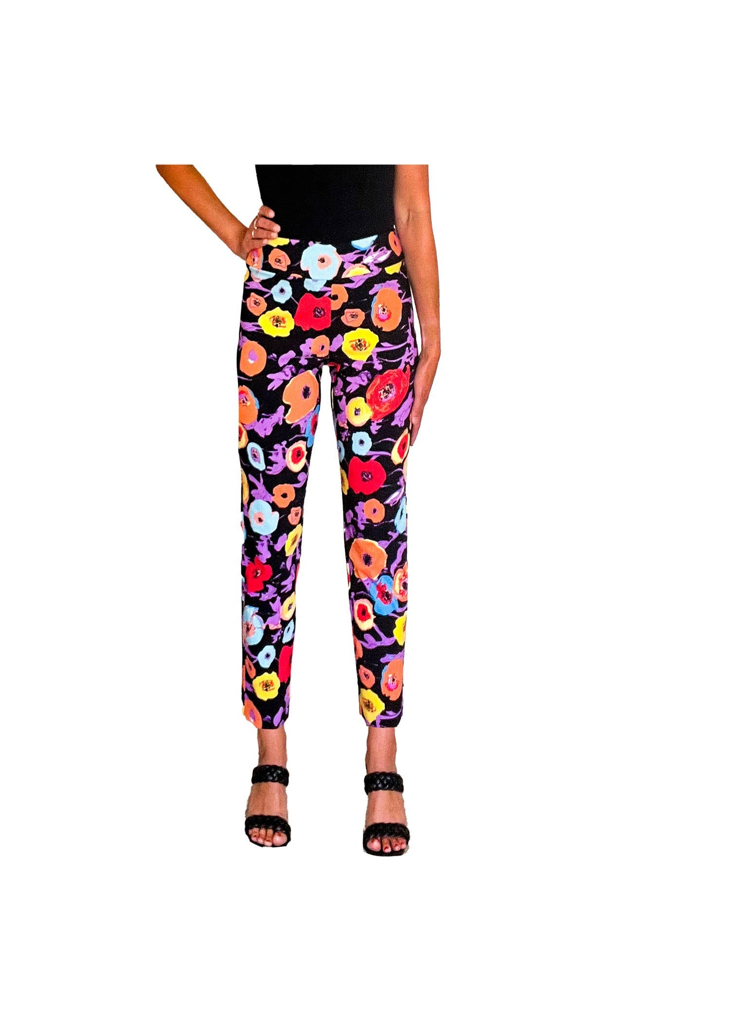 Krazy Larry P507 Pull on Pant - Black Floral