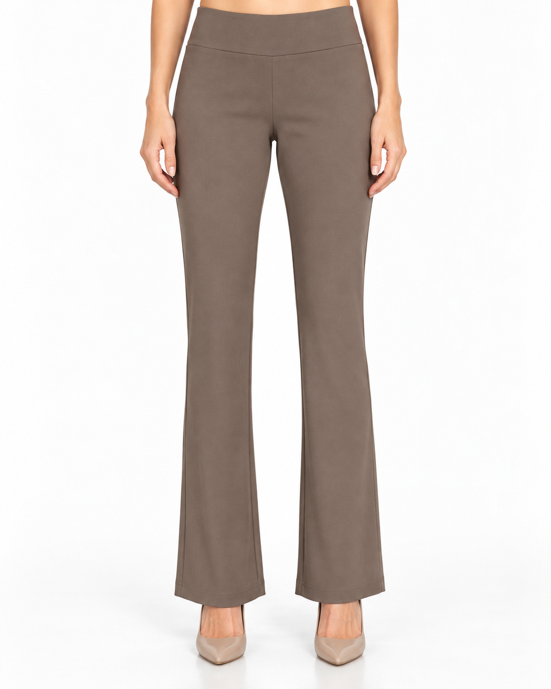 Krazy Larry P25 Microfiber Flare Pant - Taupe — front studio view