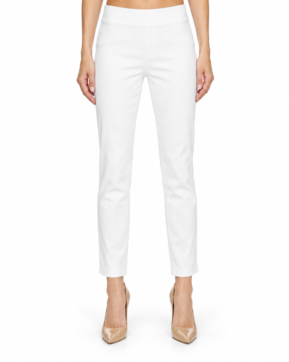 Krazy Larry P607 Denim Ankle Pant - White Denim — front studio view