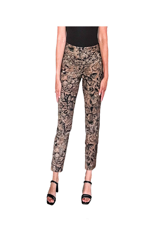 Krazy Larry P507 Brown Leaves Ankle Pull on Pant
