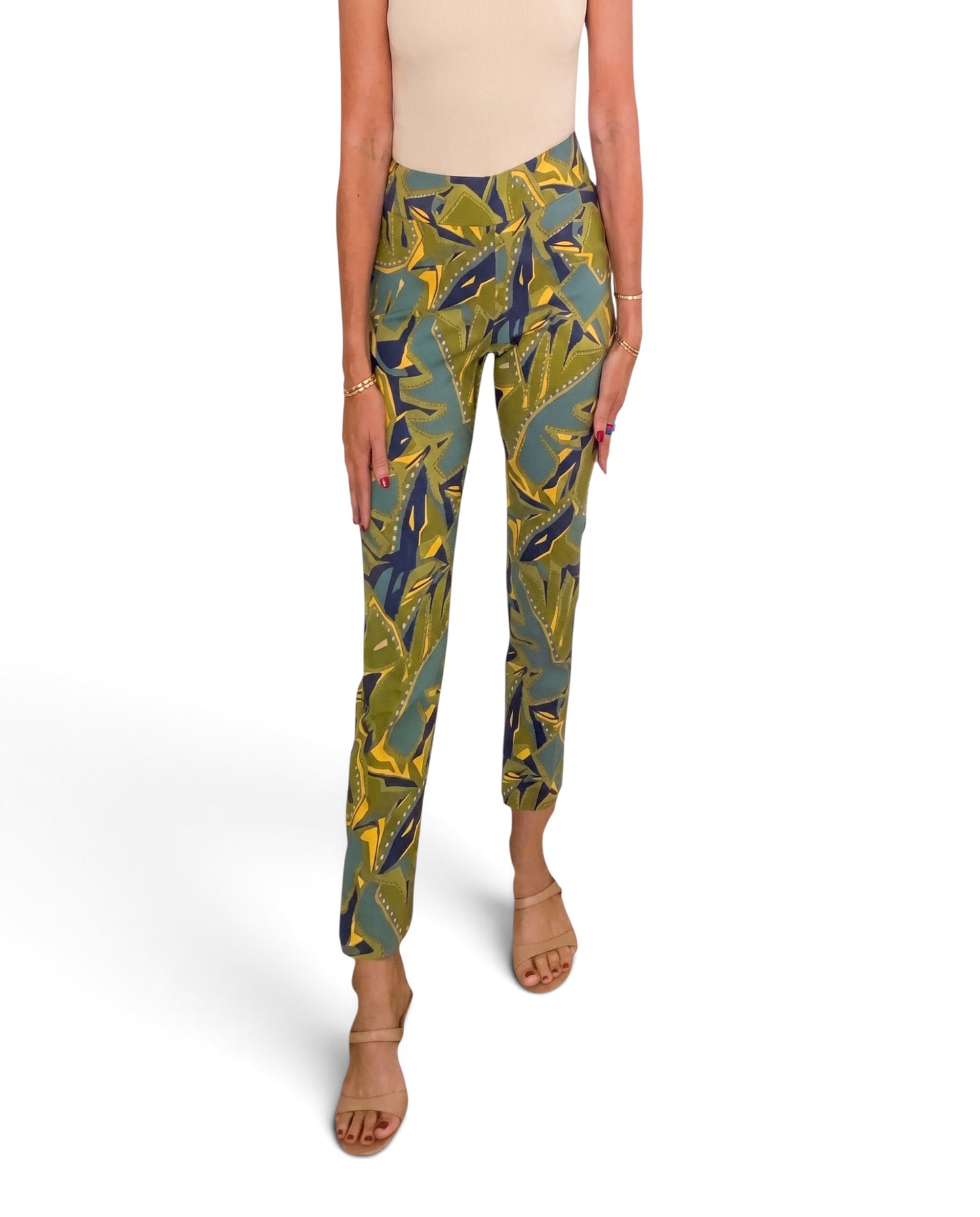 Krazy Larry P507 Pull on Pant - Green Abstract