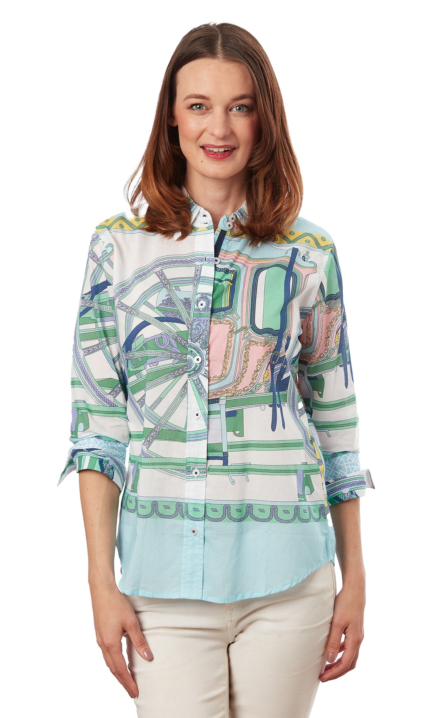 3/4 Sleeve Rome Shirt Blue Wheel