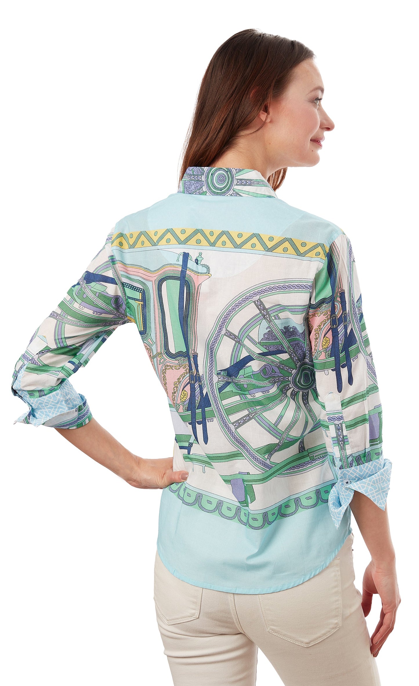 3/4 Sleeve Rome Shirt Blue Wheel