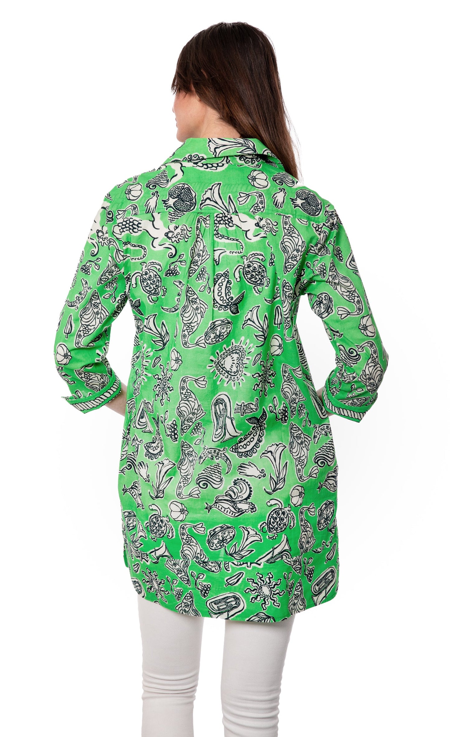 Vail Tunic Green Whimsy Print