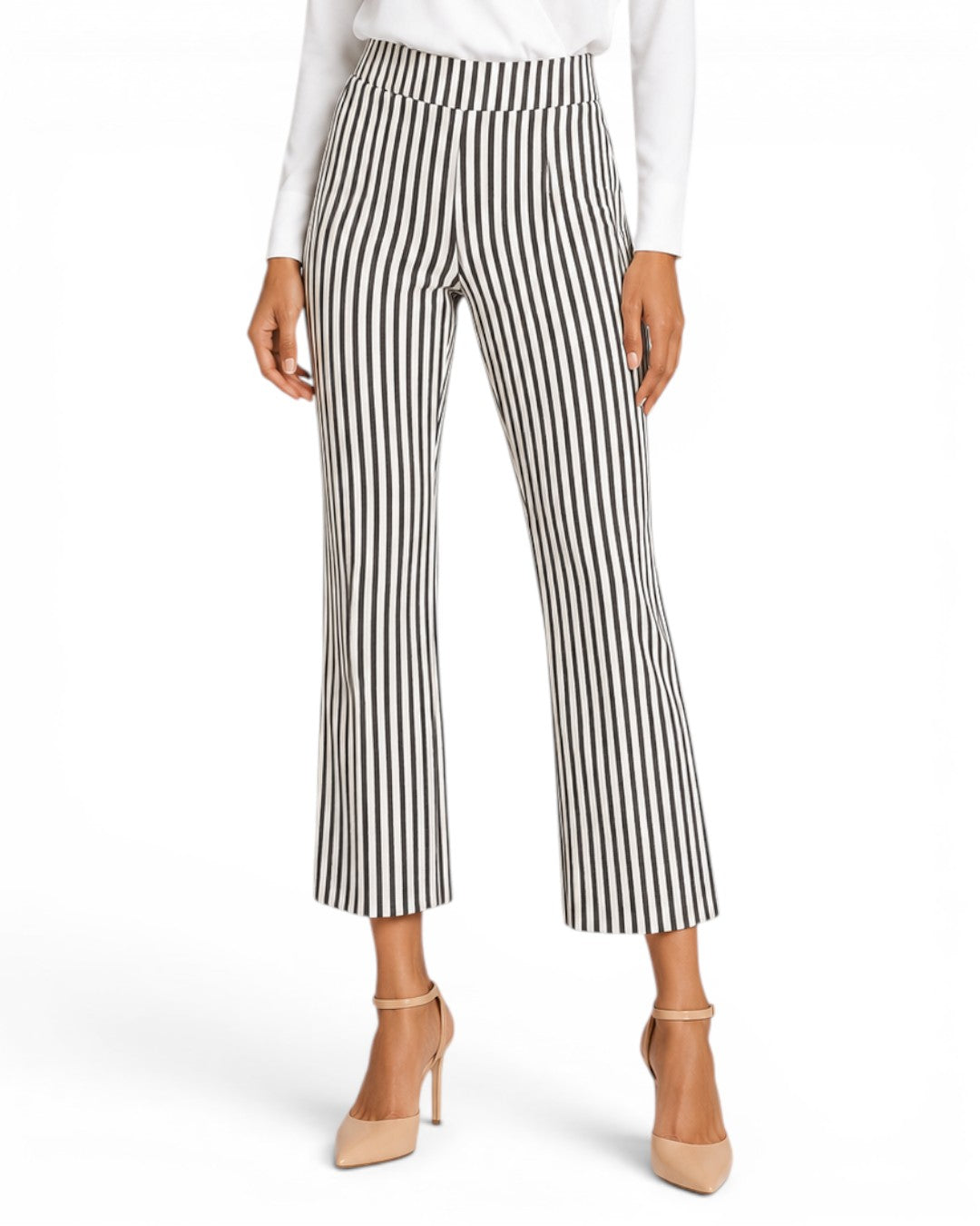Krazy Larry P600 Pull on Wide Ankle Pant -Black/White Stripe