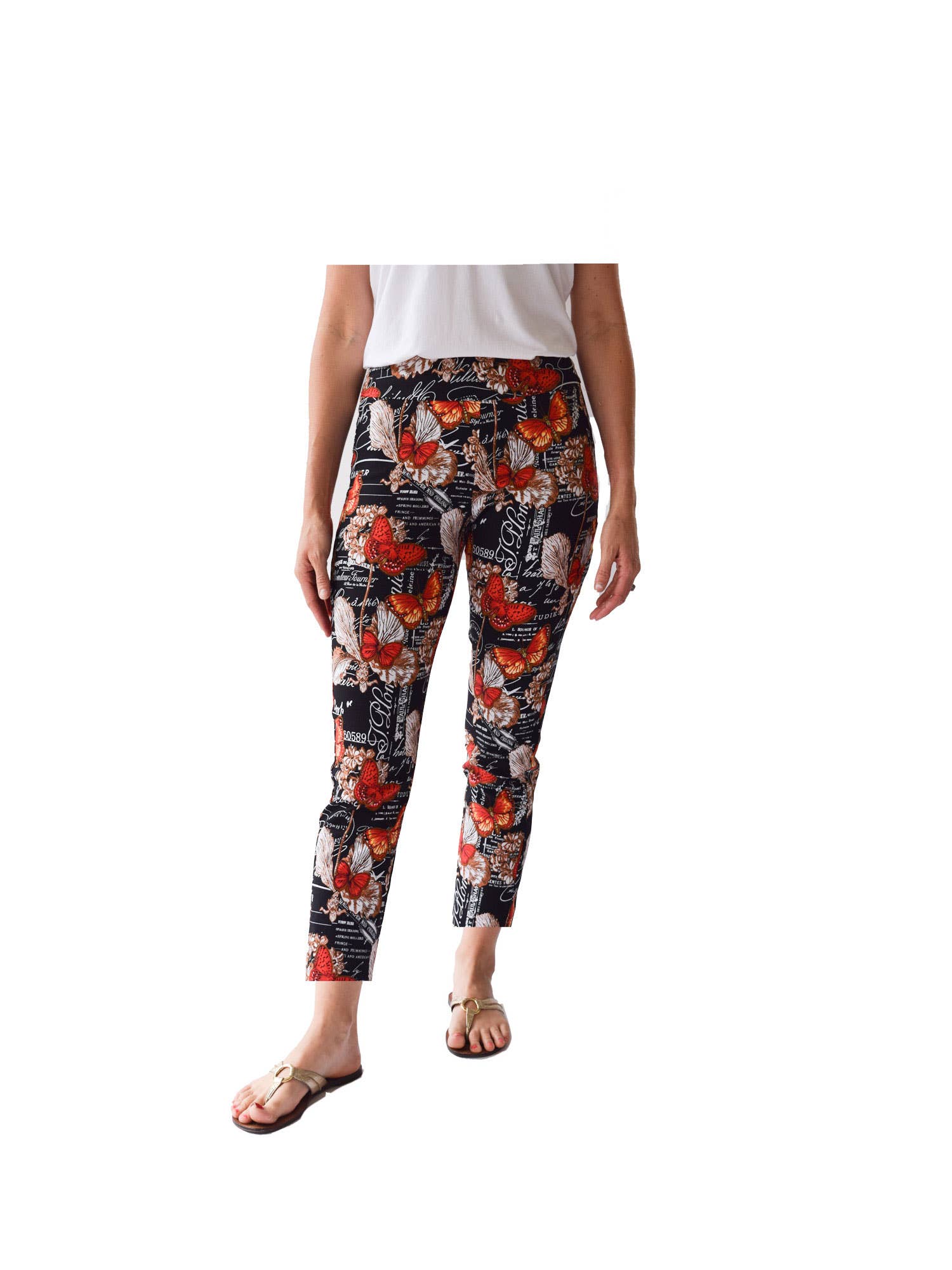 Krazy Larry P507 Pull on Pant - Black French Butterfly