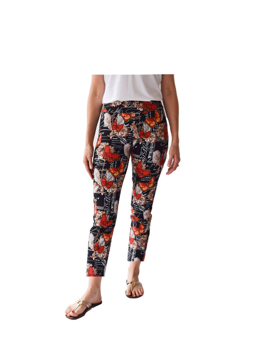 Krazy Larry P507 Pull on Pant - Black French Butterfly