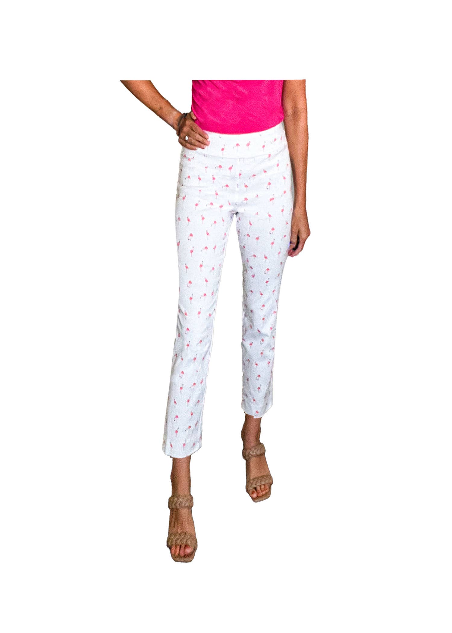 Krazy Larry P507 Pull on Pant - White Flamingo