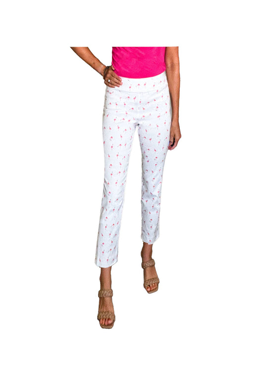 Krazy Larry P507 Pull on Pant - White Flamingo