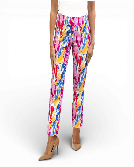 Krazy Larry P507 Pull on Pant - Pink Abstract