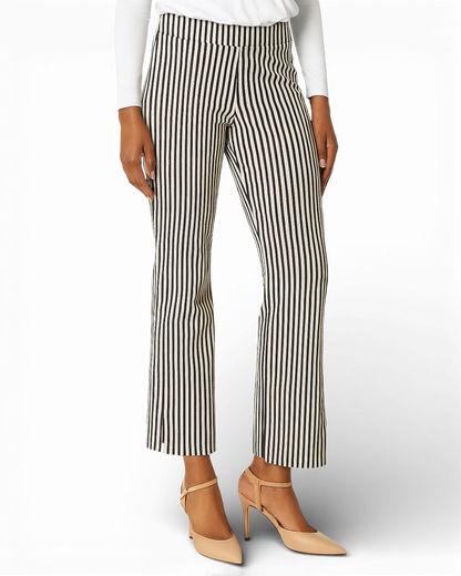 Krazy Larry P600 Pull on Wide Ankle Pant -Black/White Stripe