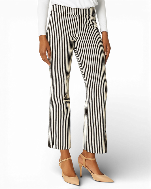 Krazy Larry P600 Pull on Wide Ankle Pant -Black/White Stripe