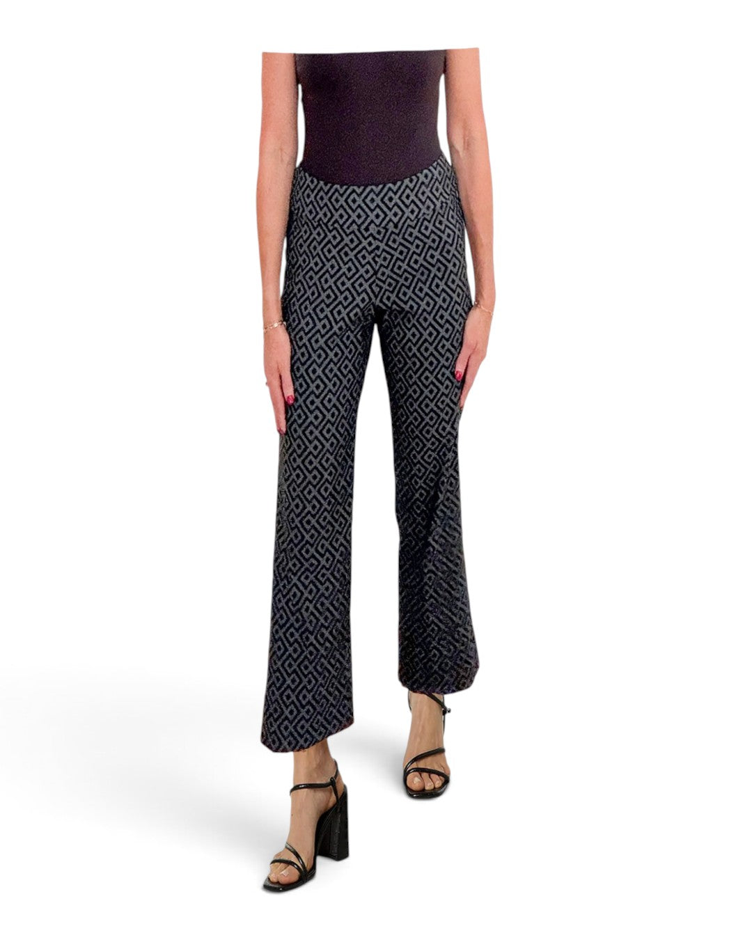 Krazy Larry P600 Pull on Wide Ankle Pant - Geo Print