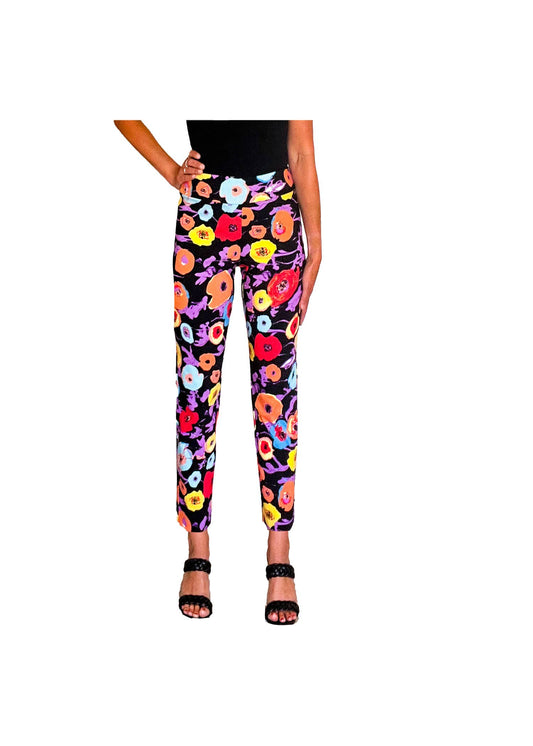 Krazy Larry P507 Pull on Pant - Black Floral