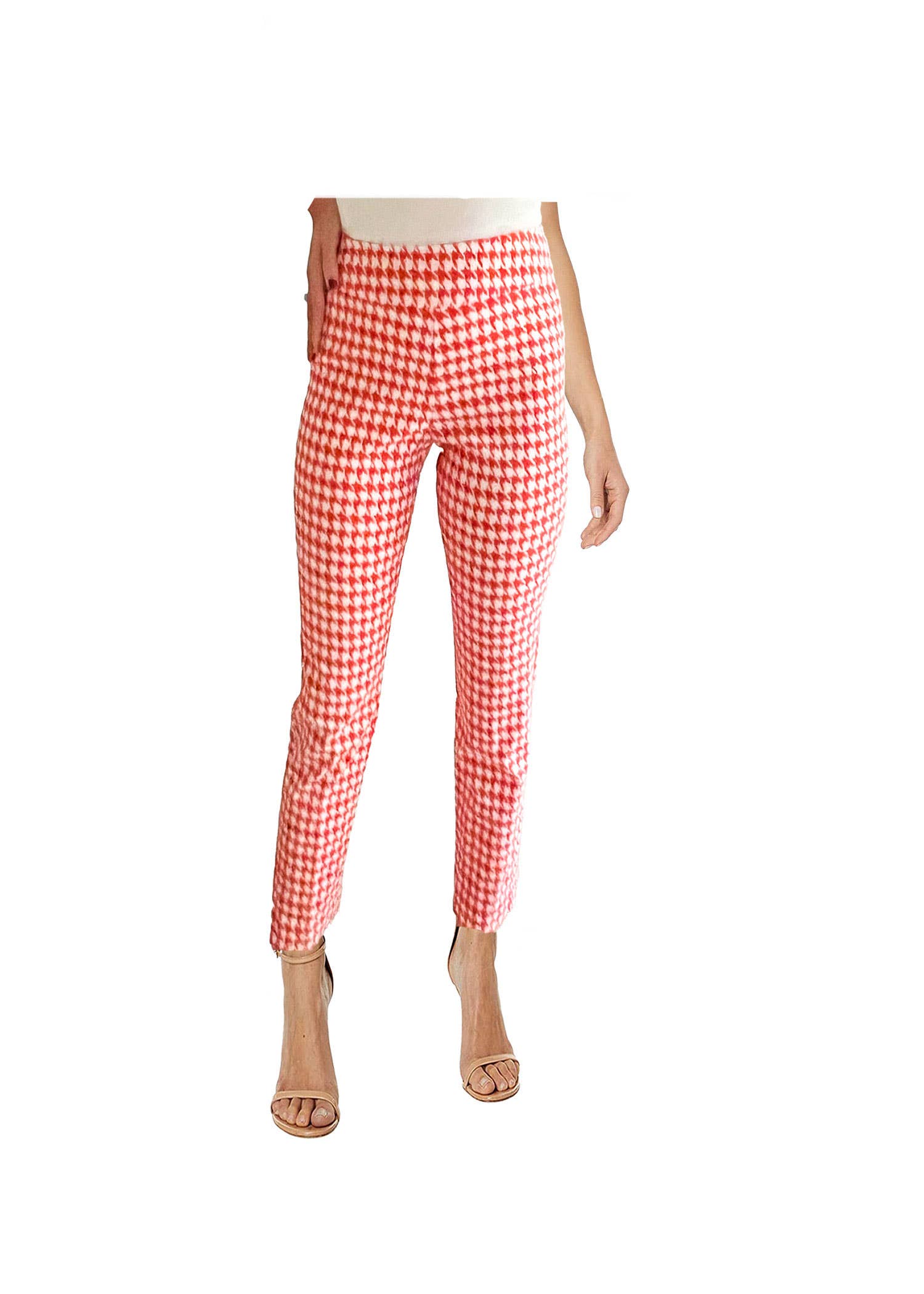 Krazy Larry P507 Pull on Pant - Tomato Mini Houndstooth