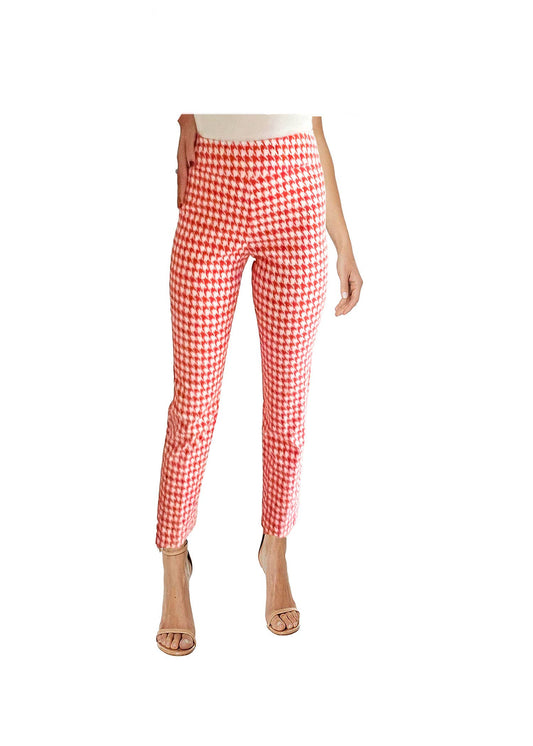 Krazy Larry P507 Pull on Pant - Tomato Mini Houndstooth