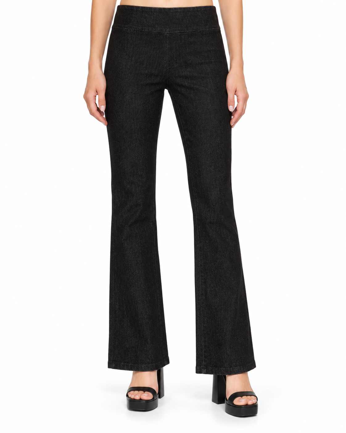 Krazy Larry P625 Denim Flare Pant - Black Denim — front studio view