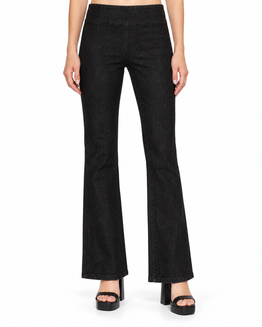 Krazy Larry P625 Denim Flare Pant - Black Denim — front studio view