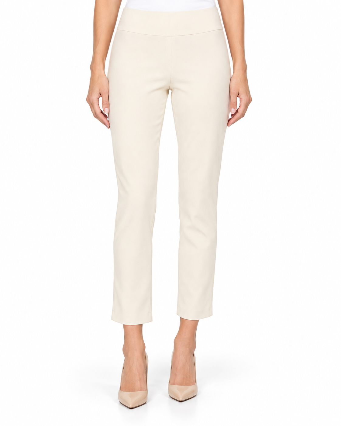 Krazy Larry P27 Microfiber Crop Pant - Cream — front studio view