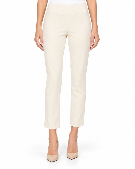 Krazy Larry P27 Microfiber Crop Pant - Cream — front studio view
