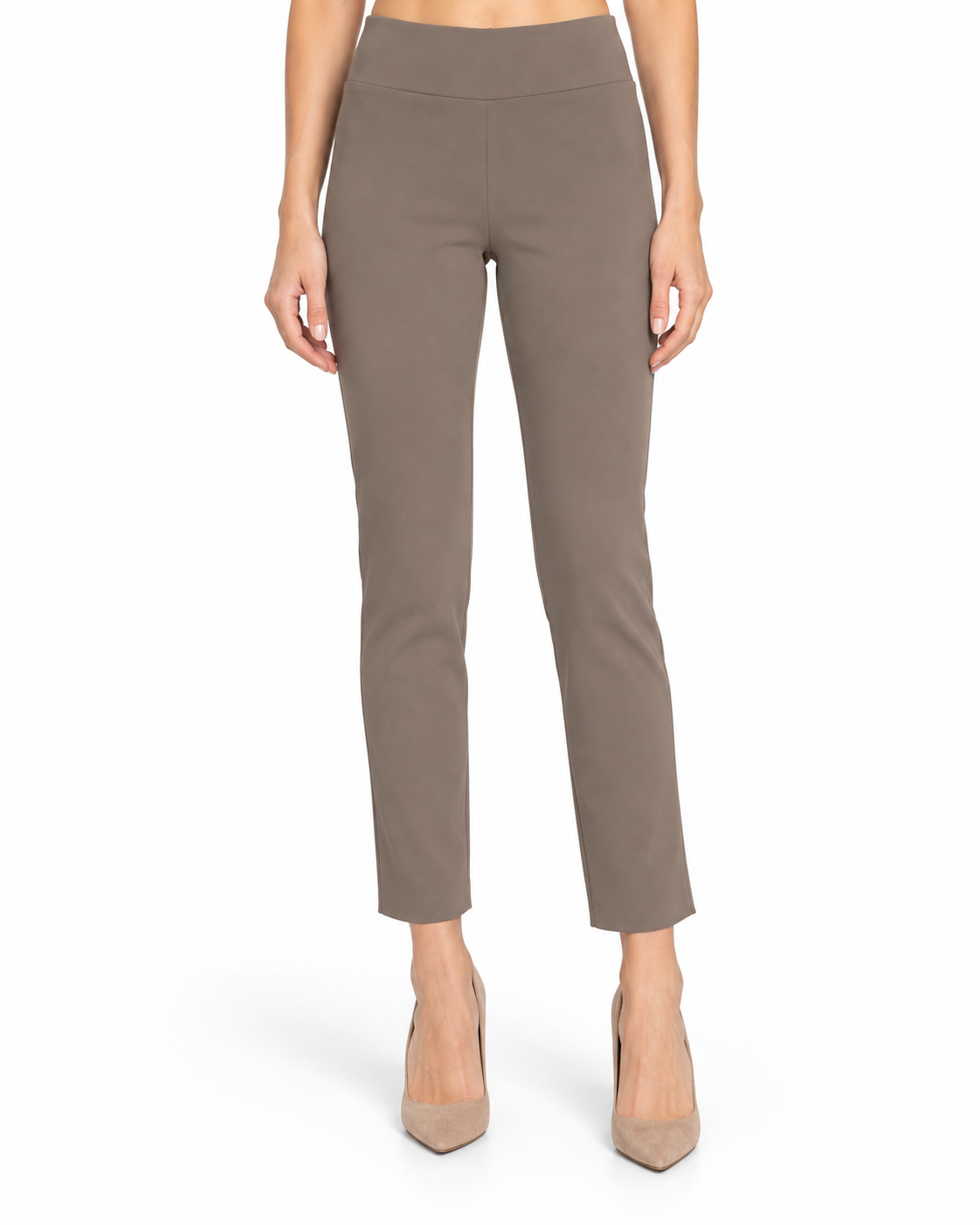 Krazy Larry P27 Microfiber Crop Pant - Taupe — front studio view