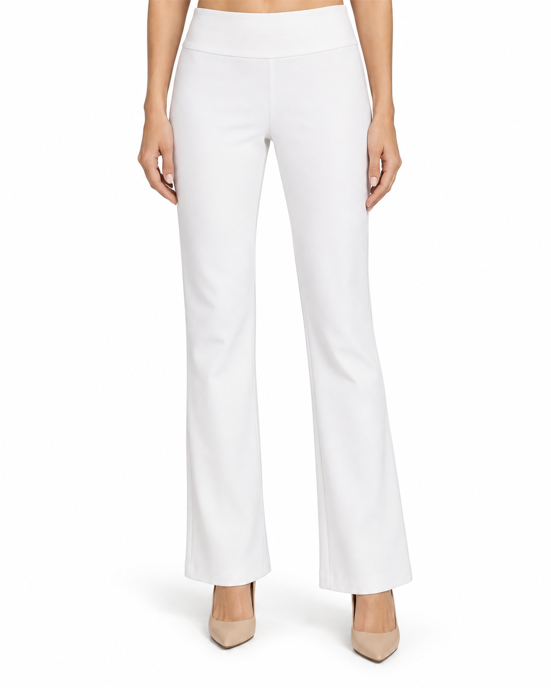 Krazy Larry P25 Microfiber Flare Pant - White — front studio view