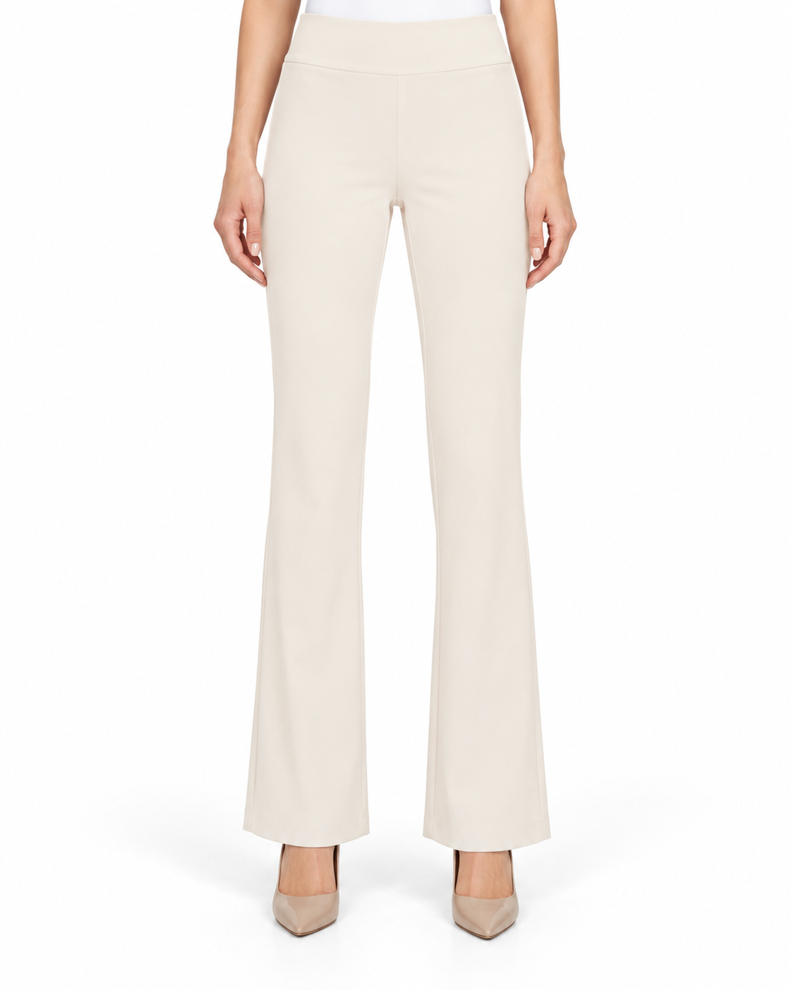 Krazy Larry P25 Microfiber Flare Pant - Ivory — front studio view