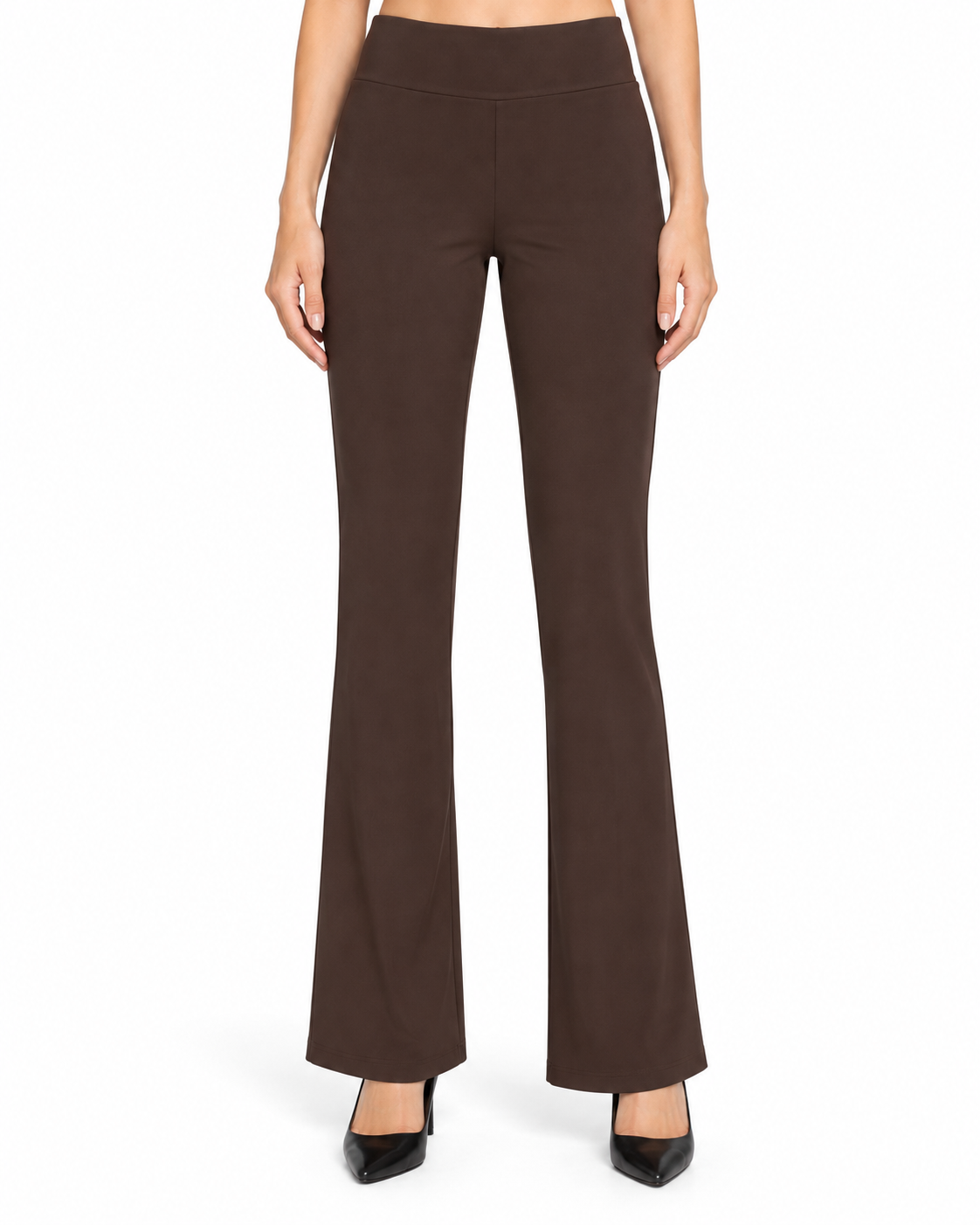 Krazy Larry P25 Microfiber Flare Pant - Brown — front studio view