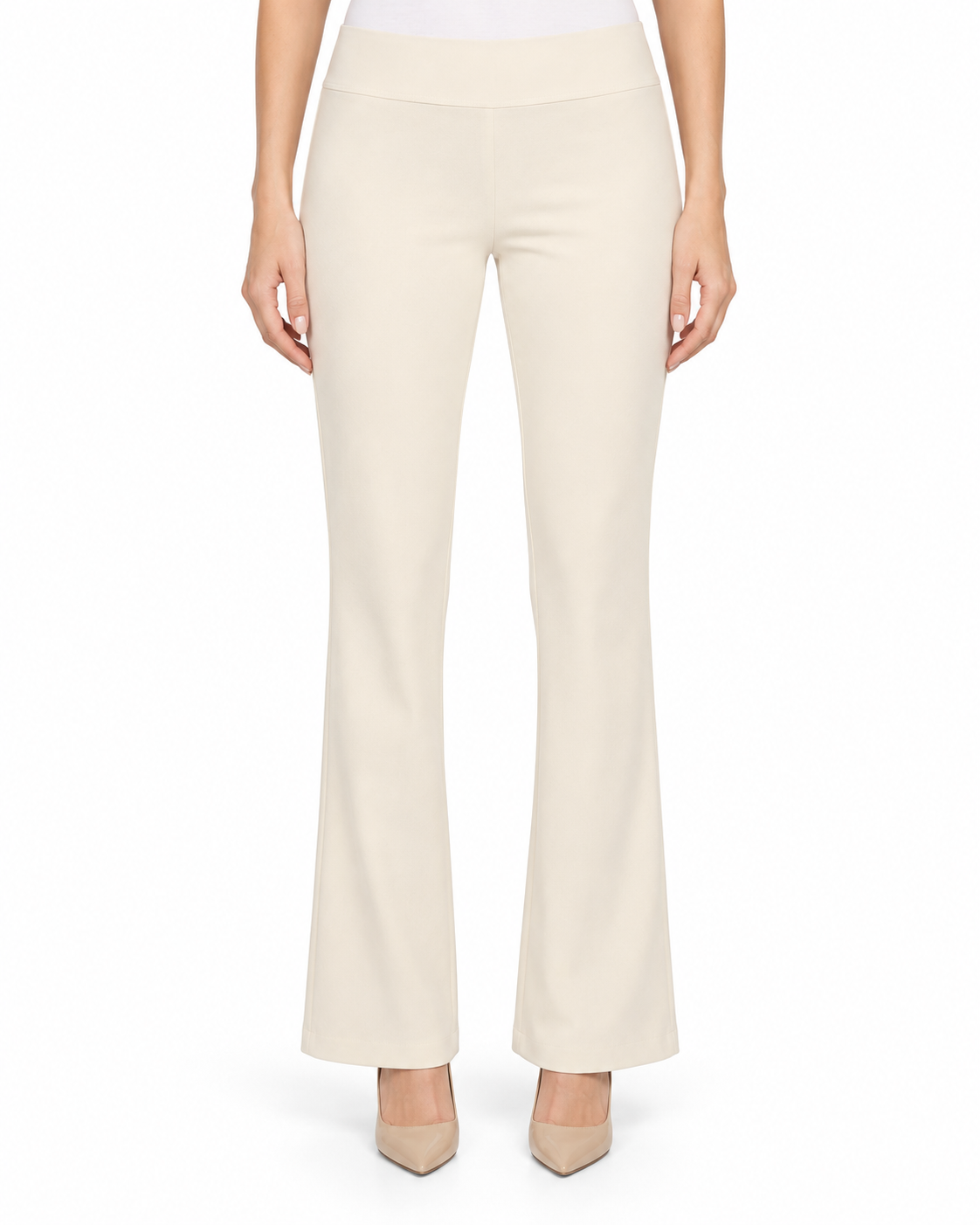 Krazy Larry P25 Microfiber Flare Pant - Cream — front studio view