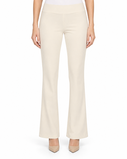 Krazy Larry P25 Microfiber Flare Pant - Cream — front studio view