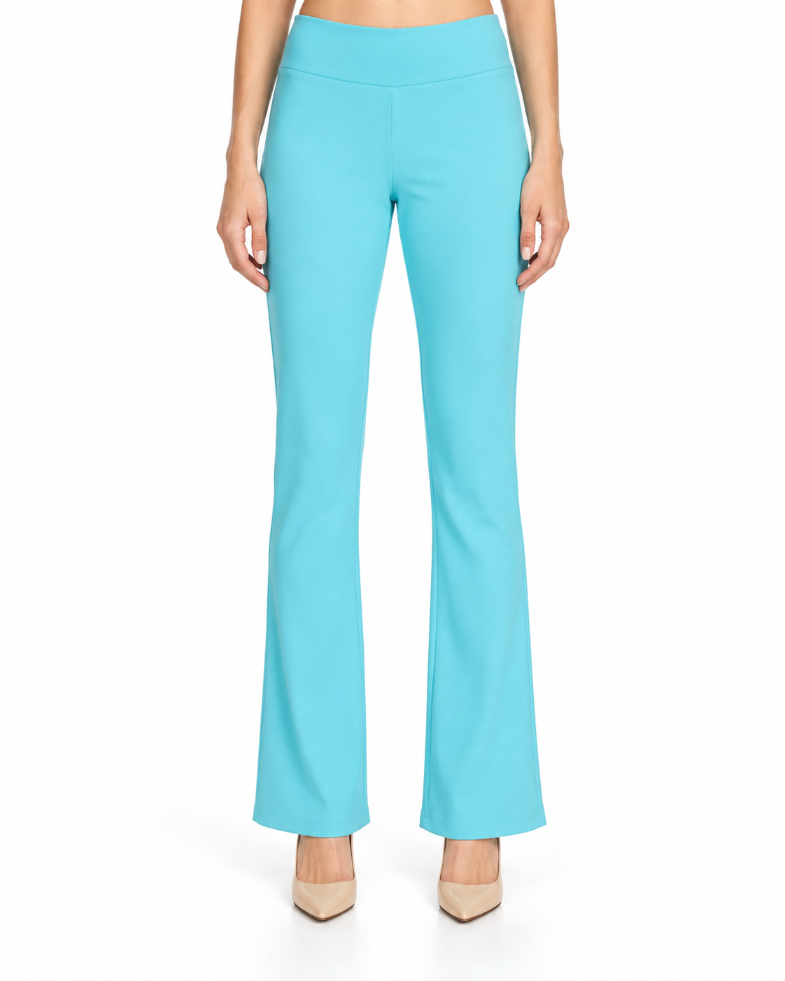 Krazy Larry P25 Microfiber Flare Pant - Aqua — front studio view