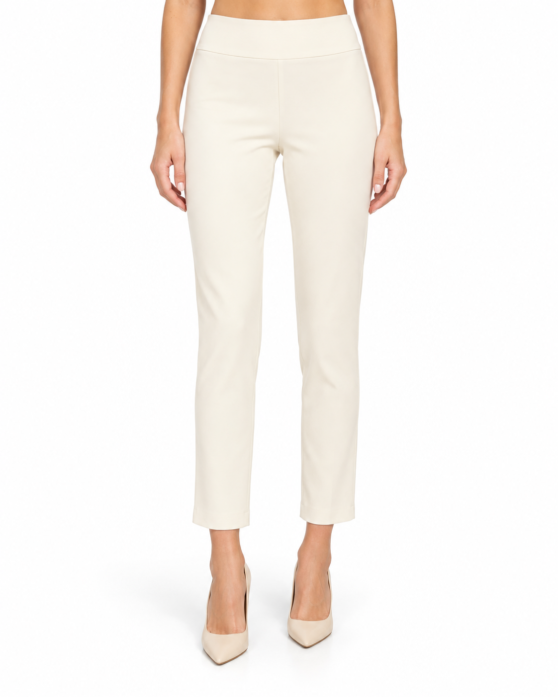 Krazy Larry P27 Microfiber Crop Pant - Ivory — front studio view