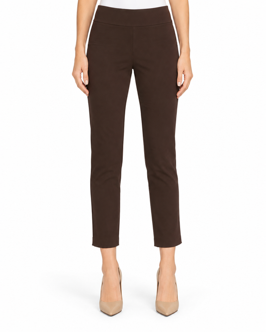 Krazy Larry P27 Microfiber Crop Pant - Brown — front studio view
