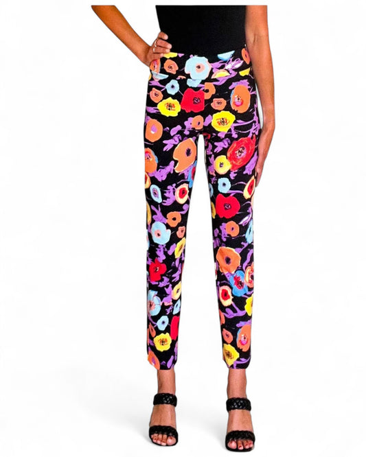 Krazy Larry P507 Pull on Pant - Black Floral BLACK FLORAL / 0 / P507