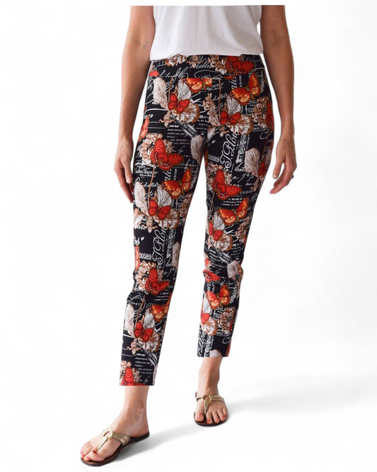 Krazy Larry P507 Pull on Pant - Black French Butterfly BLACK FRENCH BUTTERFLY / 0 / P507