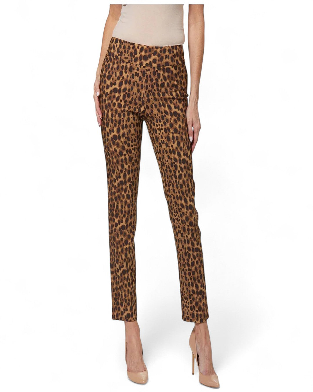 Krazy Larry P507 Pull on Pant - Brown Leopard BROWN LEOPARD / 0 / P507