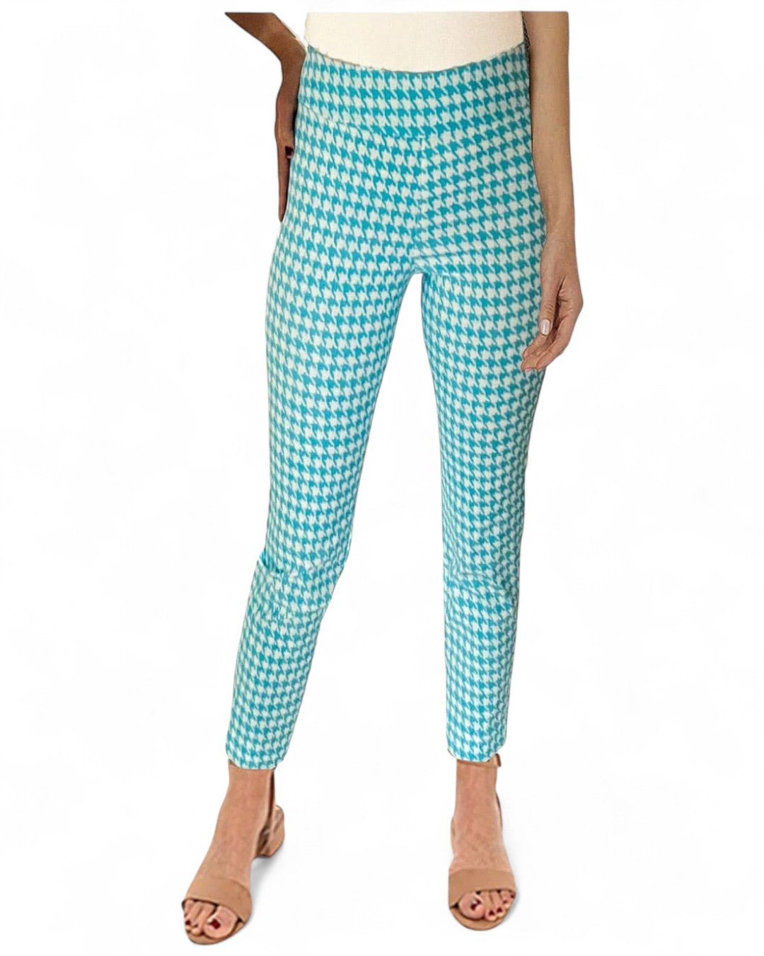Krazy Larry P507 Pull on Pant - Turquoise Mini Houndstooth TURQUOISE MINI HOUNDSTOOTH / 0 / P507