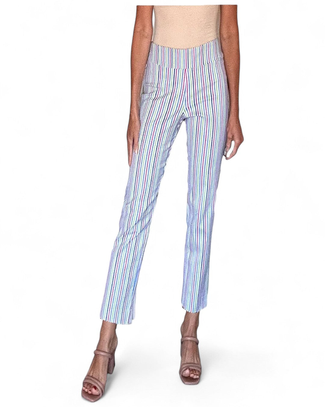 Krazy Larry P507 Pull on Pant - White Multi Stripe WHITE MULTI STRIPE / 0 / P507